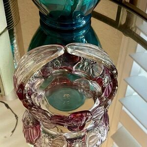 Beautiful Westmoreland Pink and Purple Dogwood Glass Basket